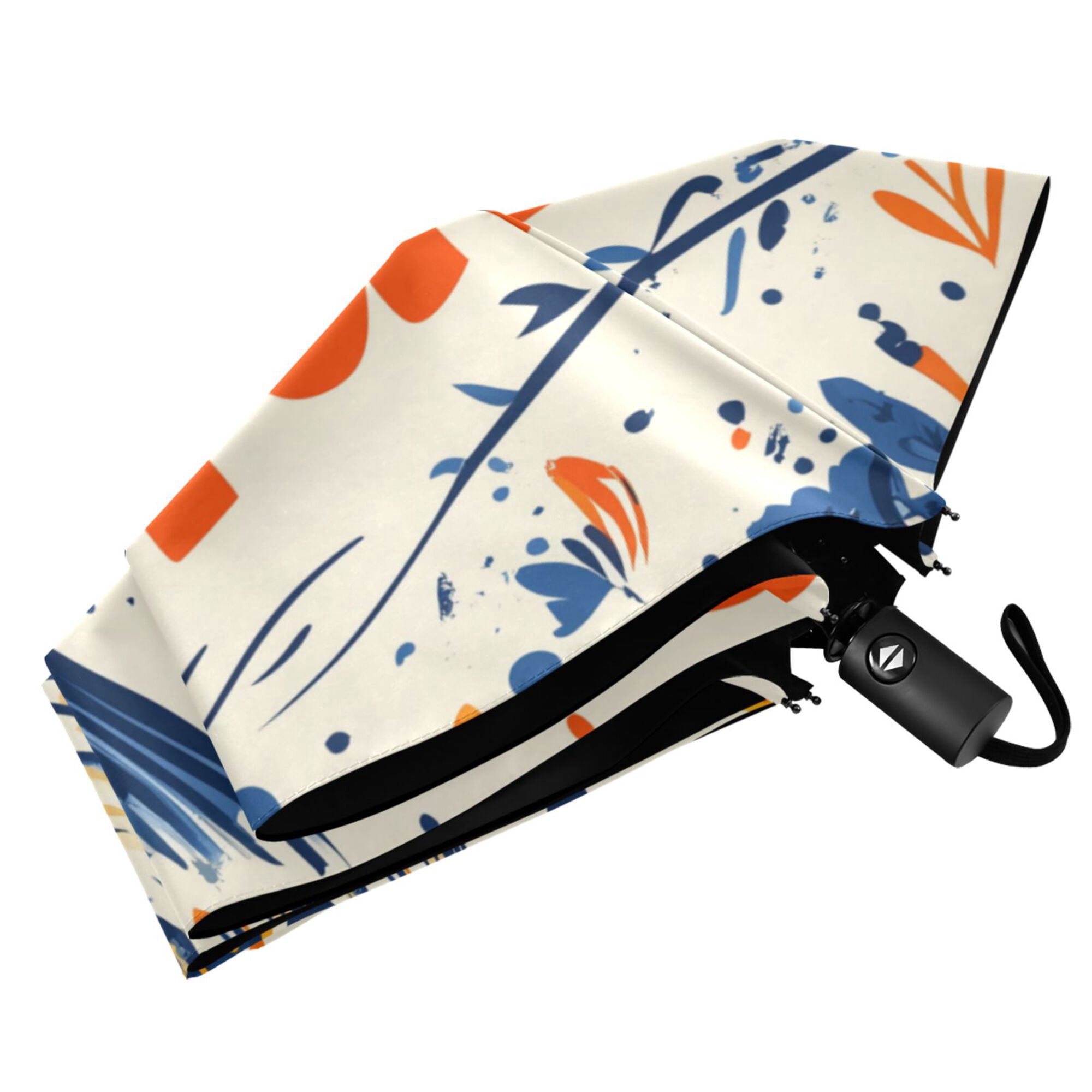 FORMRS Travel Umbrella Folding Auto Open Close Windproof Rain UV Protection, Blue Sardines Pattern