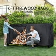 thumbnail image 6 of SPECSTAR 6ft Firewood Log Rack with Cover, Heavy Duty Indoor Outdoor Fireplace Logs Holder Cover Combo Set Black, 6 of 6