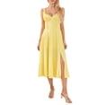 thumbnail image 1 of Faithtur Femmes Robe Longue, Sans Manches V-Cou Dentelle Patchwork Robe d'Été une-Ligne Robe Fendue, 1 of 9