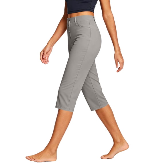 Women's Capri Pants Stretch Business Work Capris Casual Straight Leg Office Dress Pants Summer Petite Pants, XL