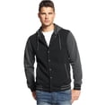 thumbnail image 1 of Ring Of Fire Mens Hooded Varsity Jacket, Black, Large, 1 of 2