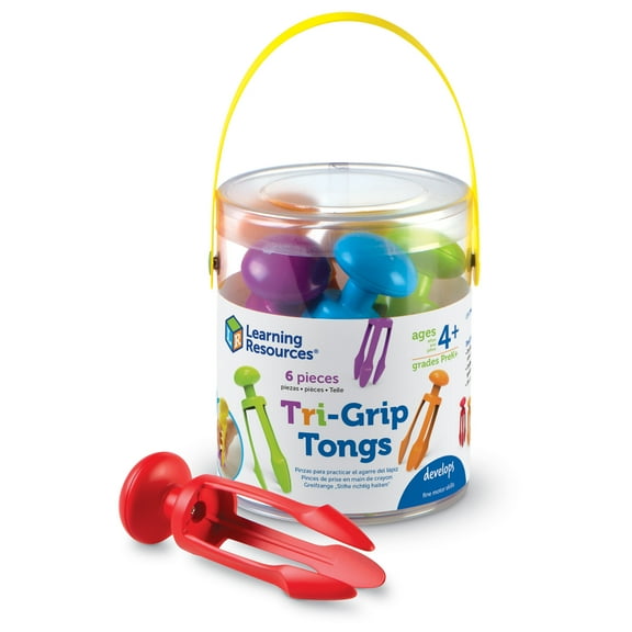 Learning Resources 3 Prong Tong, Pencil Grip Tongs, Sensory Bin, Fine Motor Toy, Set of 6, Ages 4 