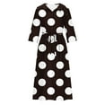 thumbnail image 5 of Feancey Summer Plus Size Dresses for Women 3/4 Sleeve Button Lapel Maxi Dress Casual Polka Dot Print Long Dresses Flowy Loose Dress with Tie Bow, 5 of 6