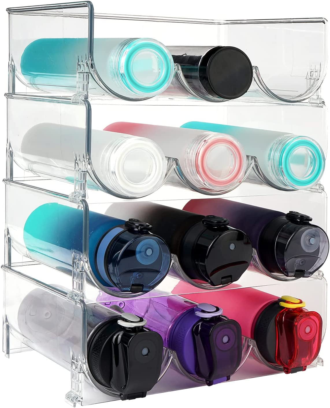 Stackable Water Bottle Organizer For Pantry, Freezer Plastic