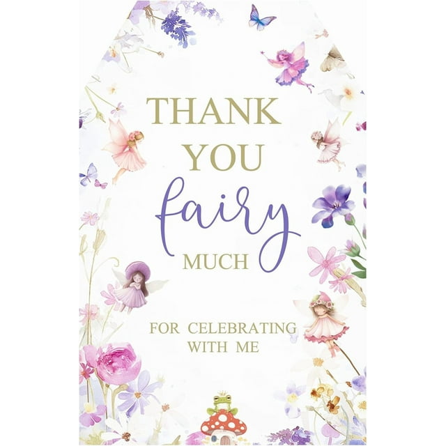 joycraft 50Pcs Thank You Tags with String, 2x3 Inch White Kraft Paper, Thank You Fairy Much Gift Tags for Celebration