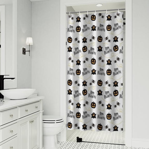 Halloween Happy Halloween Pumpkins and Spiders Shower Curtain 36"x72" ,Bathroom Decorative Shower Curtains Set with 12 Hooks,Modern Waterproof Washable Shower Curtain