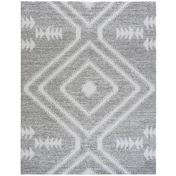 Abacasa Granada Galen Gray and Ivory Olefin Shag Area Rug, 5'3" x 7'6"