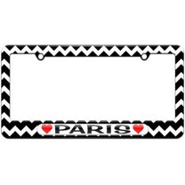 Paris Love with Hearts License Plate Tag Frame, Multiple Colors