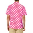 thumbnail image 3 of MODA NOVA Big & Tall Men's Summer Polka Dots Print Hawaiian Button Down Shirt Pink 2XLT, 3 of 6