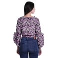 thumbnail image 2 of Moomaya Printed Womens Crop Top Wrap Style Top Wear Ruffle Long Sleeve Casual Summer Blouse, 2 of 6