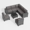 thumbnail image 2 of Techmilly Patio Furniture Set with Fire Pit Table, Outdoor Patio Sofa Set With Wide Armrest, All-Weather Wicker Rattan Guest Set With Cushion And Glass Table And Waterproof Cove，Gray rattan Dark Gray, 2 of 14