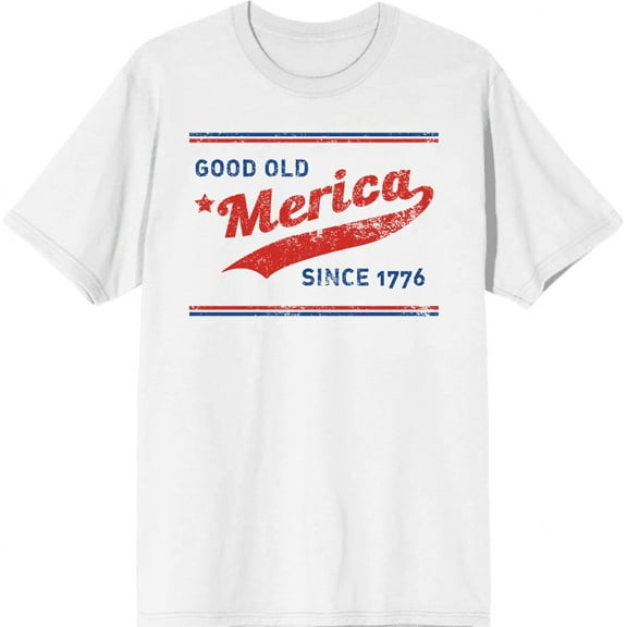 Americana Good Old 'Merica Since 1776 Men's White Crew Neck Short Sleeve Tee-Medium