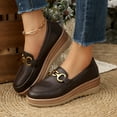 thumbnail image 5 of Tawop Womens Shoes Casual Wedge Flat Shoes for Women Round Toe Buckle Loafers, 5 of 9