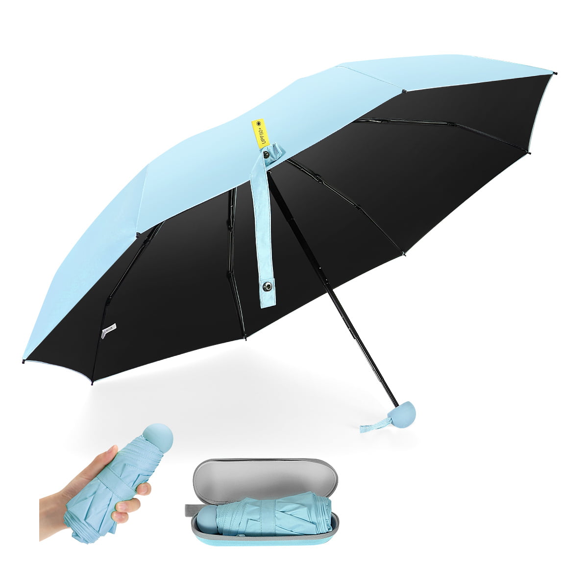 Yoobure Small Mini Umbrella with Case Light Compact Design Perfect for Travel Lightweight Portable Parasol Outdoor Sun&Rain Umbrellas 