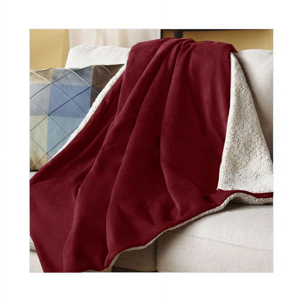 Sunbeam TST8WS-R310-25A00 Sherpa RoyalMink Electric Heated Throw Blanket Garnet