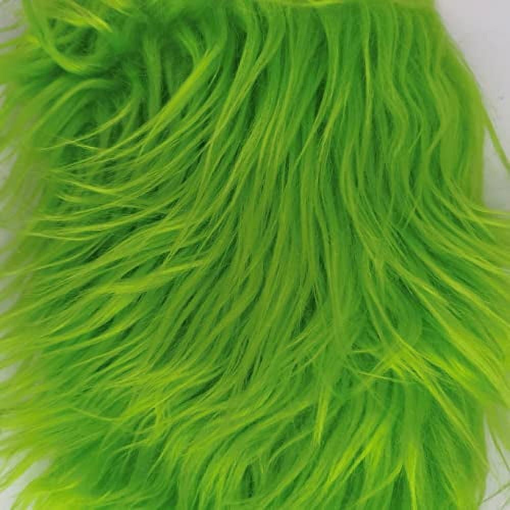 Shaggy Plush Faux Fur Fabric Precut Strips Fluffy Fuzzy Craft Fur for Gnomes Beard Hair Cosplay Costume Dwarf Decoration (Green, 4x60 inch)