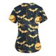 thumbnail image 3 of Camisa de uniforme médico de manga corta con cuello en V y temática de Halloween para mujer con estampado de calabaza, 3 of 3