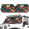 thumbnail image 2 of POLERO Car Windshield Sunshade Hawaii Flower Palm Leaves, Blocks Sun Visor Protector Foldable Sun Shield Keep Your Vehicle Cool, Fits Windshields of Car Off-road Vehicle, 2 of 7