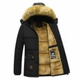 thumbnail image 2 of Brondbend Mens Winter Coats Man Jacket Hooded Long Sleeved Zipper Pocket Outerwear Solid Color Warm Jacket Loose Fit Travel Tops Black, 2 of 7