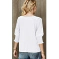 thumbnail image 5 of Fashion 3/4 Sleeve T Shirts for Women Cute Crewneck Ruffle Sleeve Tunic, 5 of 5