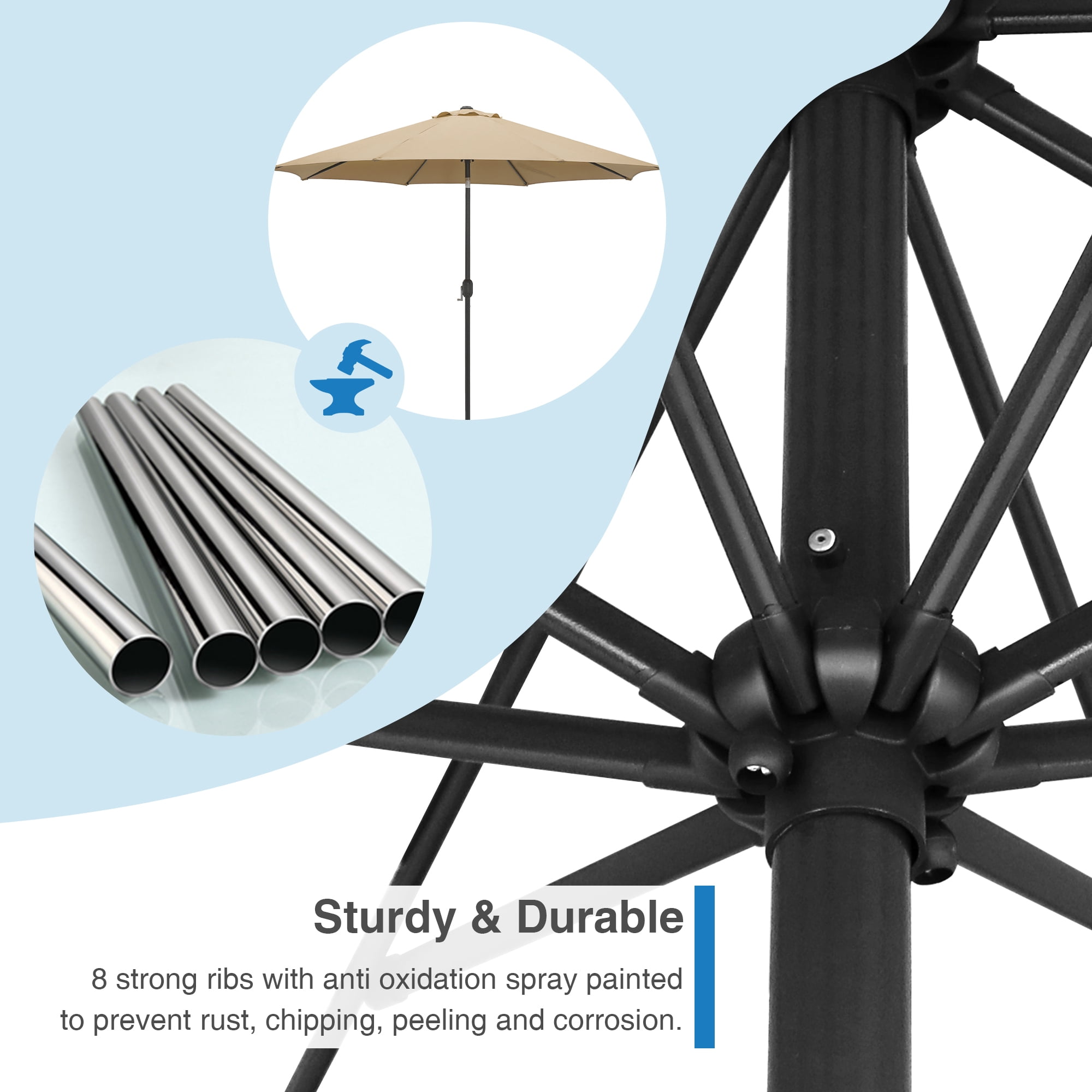 Abble Outdoor 10ft Patio Umbrella with Crank and Tilt - Tan