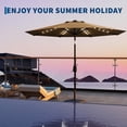 thumbnail image 6 of Emorefun 9ft Patio Umbrellas, Large Outdoor Umbrella with 32 Solar Powered LED Lights and Tilt & Crank Mechanism for Poolside, Deck, Tan, 6 of 8