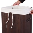 thumbnail image 3 of GoDecor Rectangle Bamboo Hamper Laundry Basket Washing Cloth Bin Rangier Lid Home, 3 of 6