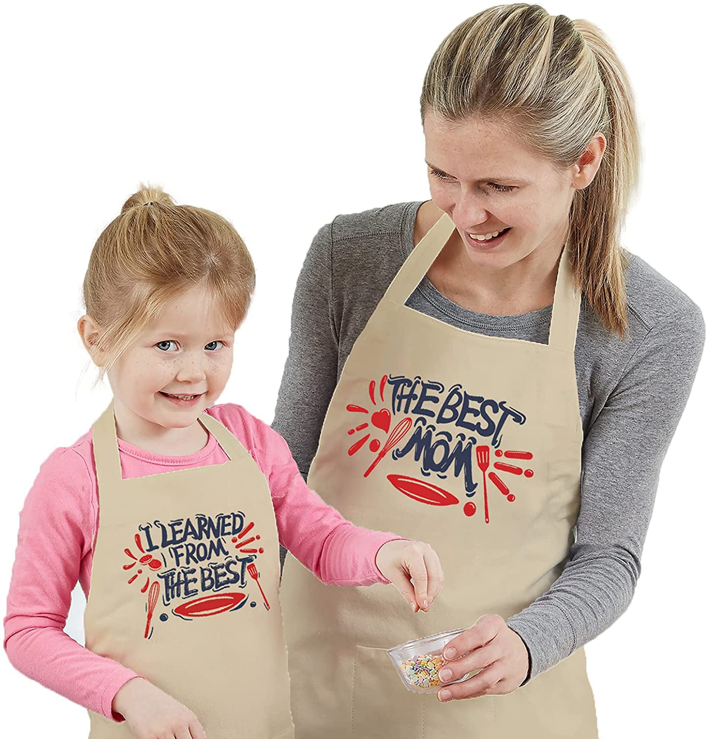 Baking,Painting 2 Pack Cotton Adjustable Parent and Child Apron with Pockets Mommy and Me Matching Set 