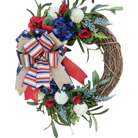 4th of July Wreaths for Front Door, Patriotic Wreath, Memorial Day Wreath, Independence Day Decoration for Gifts Window Wall Home Decor