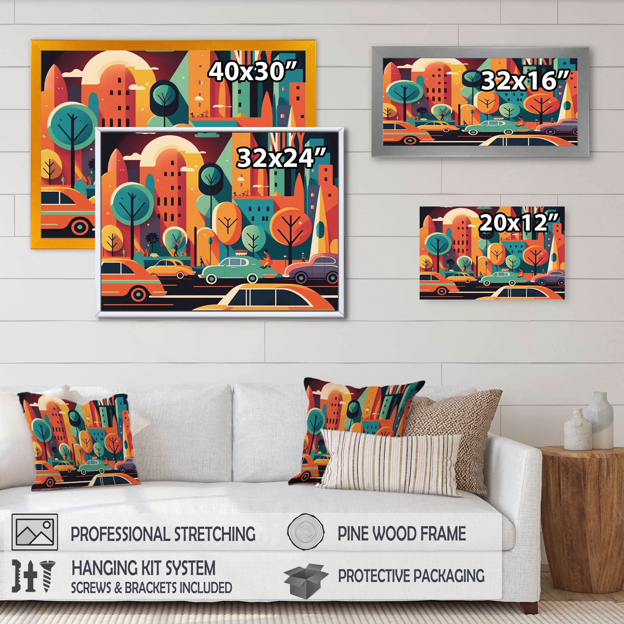 Designart Colorful Cityscape IV Canvas Wall Art