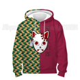 thumbnail image 3 of Sudadera con capucha con estampado 3D de Demon Slayer para niños pequeños, sudaderas de anime para niños y niñas, jerséis de dibujos animados, tops para niños, abrigos, sudadera escolar, 3 of 5