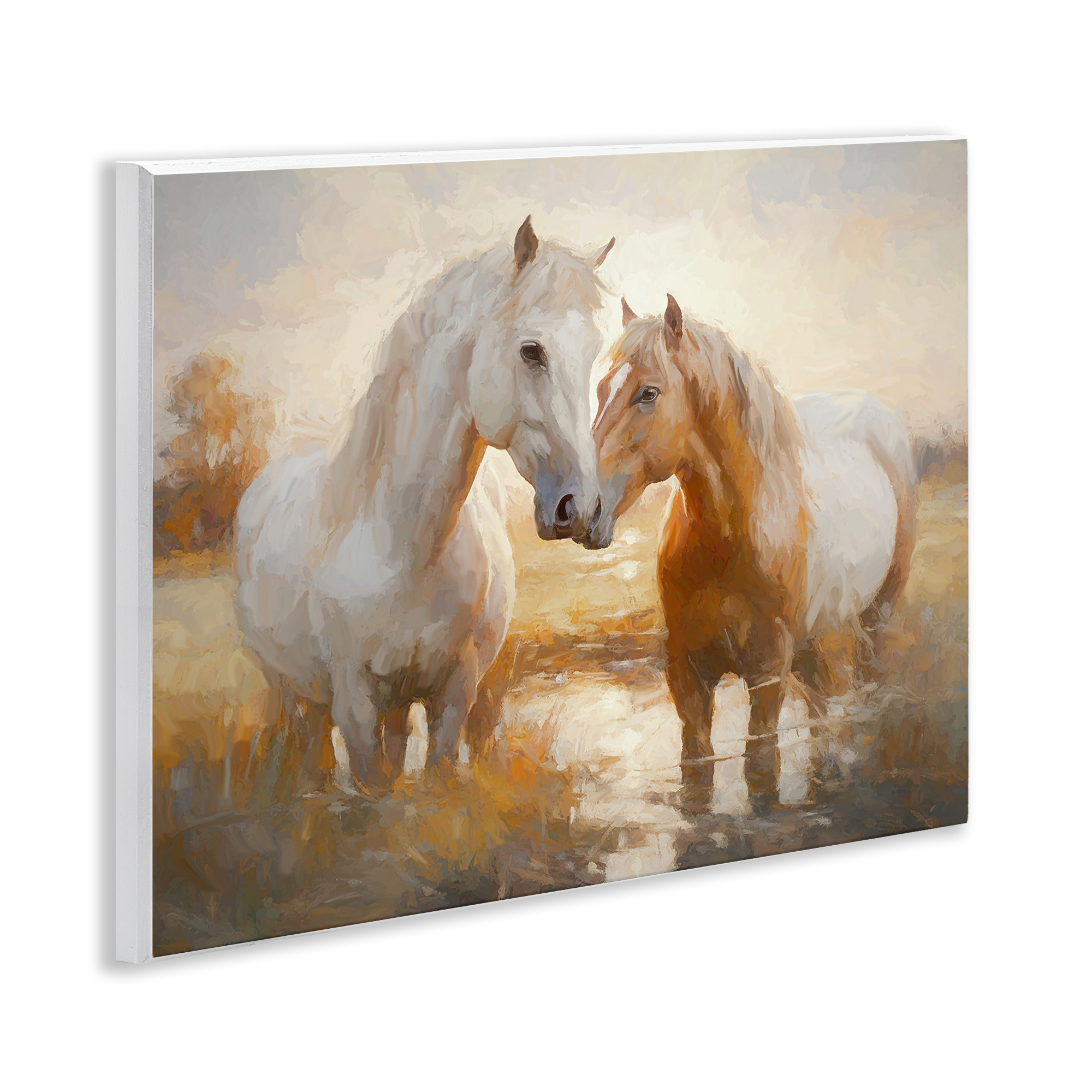 Stupell Industries Horse Pair in River Animals & Insects Painting Unframed Art Print Wall Art, 14 x 11