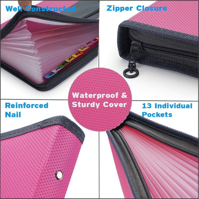 Large Capacity File Organizer Pocket Expanding File Folder With Sticky ...
