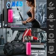Hatisan 24 oz Insulated Water Bottle, Magnetic Stainless Steel Water Bottle, with Mobile Phone Holder Tripod, Hot for 12H, Cold for 24H(Rose Red)