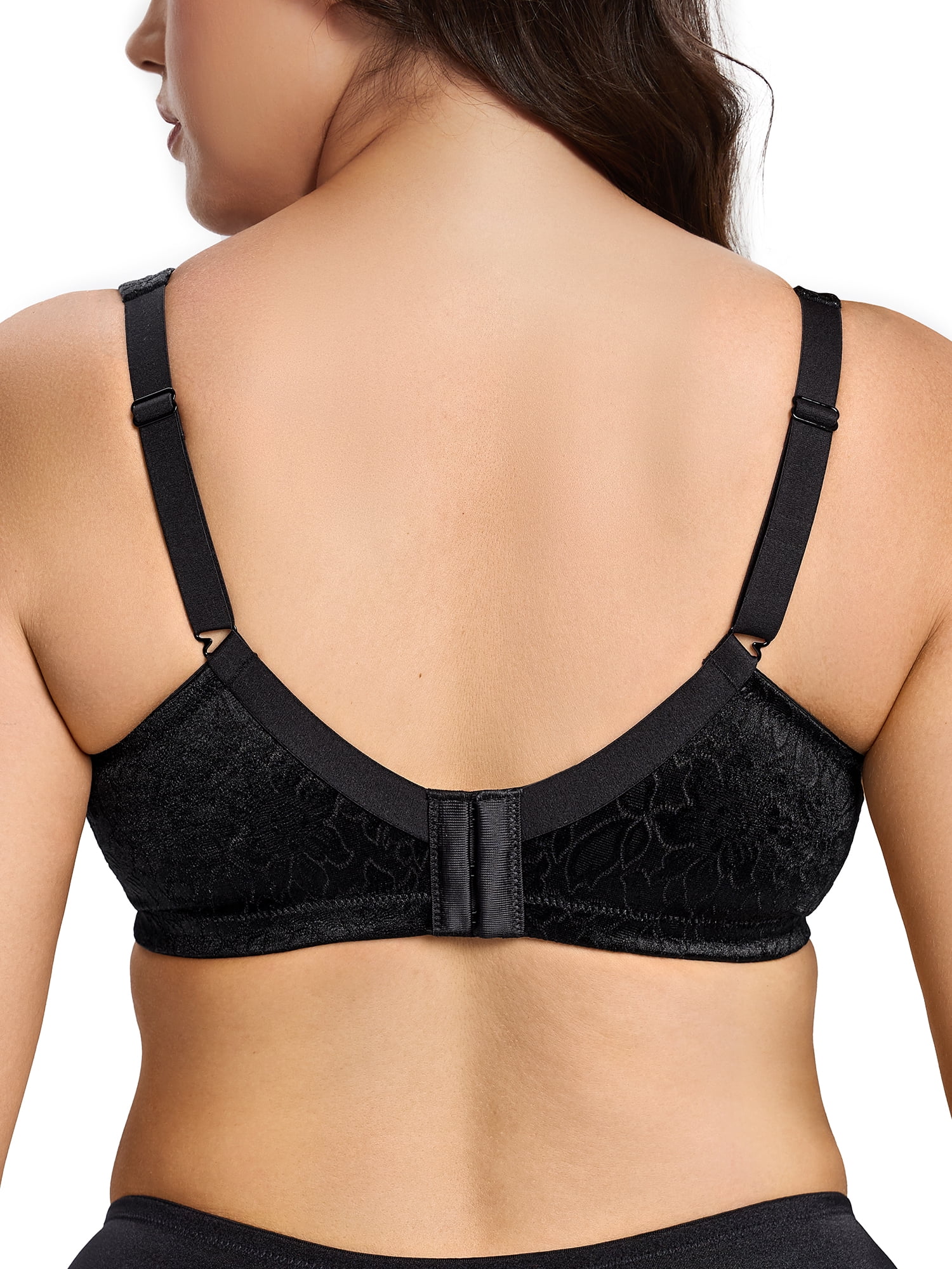 Deyllo Women Plus Size Minimizer Bra Soft Cup Wire-Free Bra Comfort Support Large Bust Black Bras Clothes Size 38DD