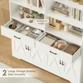 thumbnail image 5 of Hiphuta 78" Tall Double Row Bookcase with 2 Drawers, Farmhouse Large Bookshelf with Cabinet, Storage Bookcase with Doors for Office Living Room, White, 5 of 7