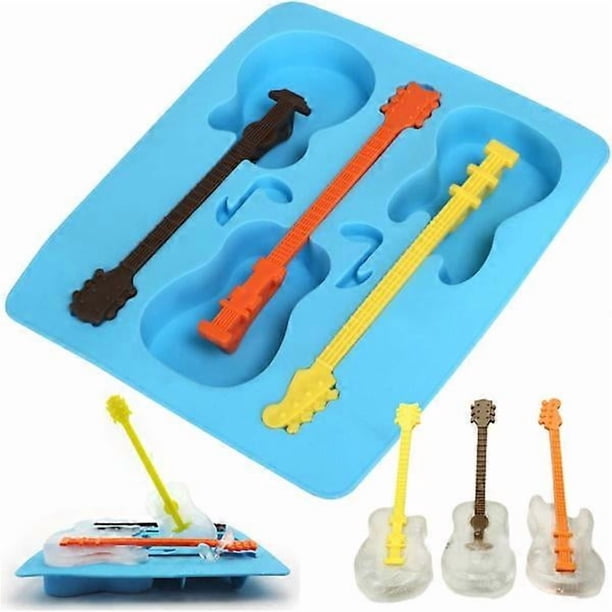 Guitar Ice Mold, Novelty Blue Silicone Ice Cube Mold, Ice C, Fun and Unique Ice Mold for Guitar Lovers