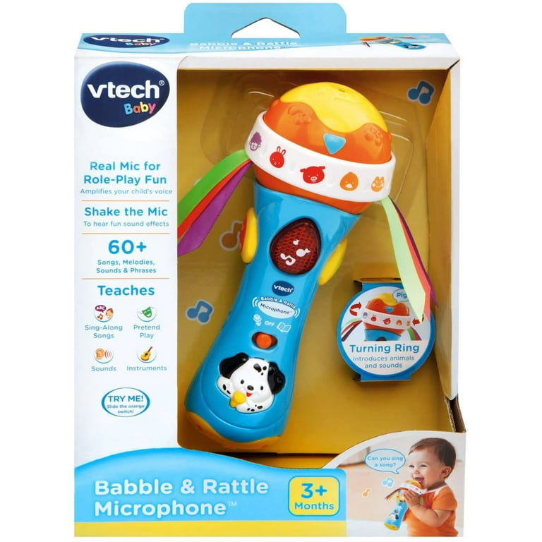 VTech Baby Babble and Rattle Microphone, Blue Small