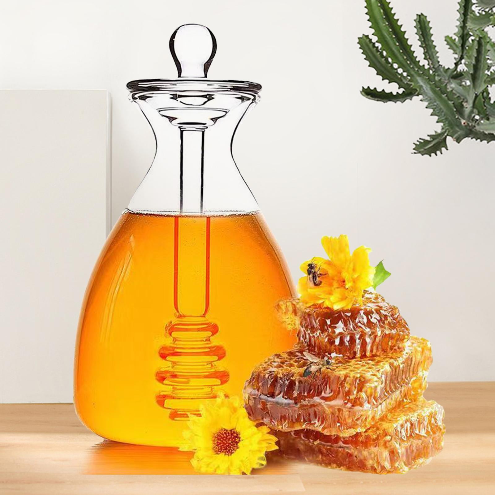 Glass Honey Pot Glass Beehive Honey Pot Office Syrup with Dipper and Lid Dining Table Honey Storage Container Honey Bee Pot