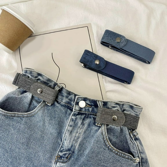 Adjustable Invisible Solid Color Buttons Closure Unisex Belt No Buckle Stretchy Jeans Lazy Belt Costume Accessories
