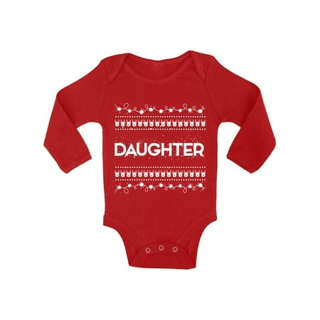 

Awkward Styles Ugly Xmas Baby Outfit Bodysuit Daughter Christmas Pattern Baby Romper