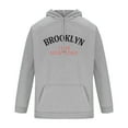 thumbnail image 3 of USNSM Men's Fashion BROOKLYN 1898 NEW YORK Letter Printed Hoodie Casual Hispter Sport Pullover Tops Long Sleeve Drawstring Hooded Sweatshirt with Pocket Gray M, 3 of 5