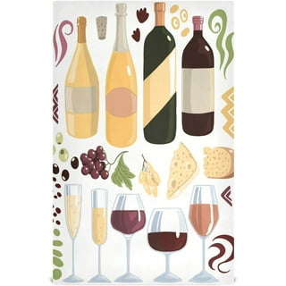 2pcs Wine Themed Kitchen Towels 15x25in Reusable Absorbent Decorative Dish Cloth for Home Bar Bathroom Cleaning Wiping Baking Grilling BBQ Cookouts