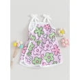 thumbnail image 4 of Musuos Baby Girl Cami Romper 12 18 24M 3 4T Sleeveless Square Neck Flower Print Tie Up Spaghetti Strap Jumpsuit, 4 of 10