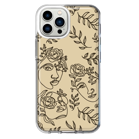 Mundaze - Case for Apple iPhone 14 Pro Max Slim Shockproof Hard Shell Soft TPU Heavy Duty Protective Phone Cover - Abstract Line Art Faces