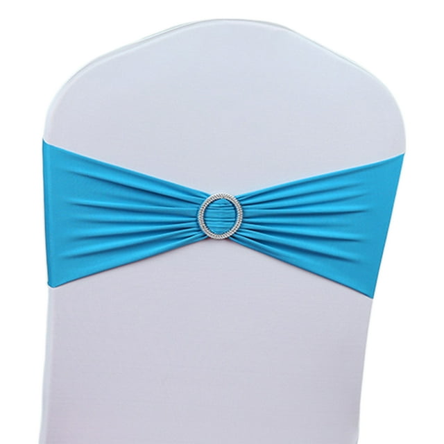 Visland Chair Sashes Pleated Elastic Washable Lightweight Wedding Decoration Round Buckle Anti-slip Dustproof Chair Back Bands for Prom