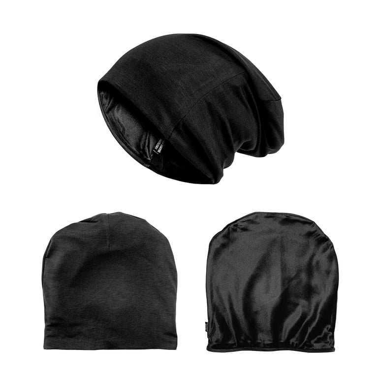 Evolve Satin Soc Black Knit Cap for Comfort and Hair-Friendly