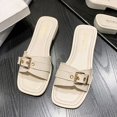 thumbnail image 1 of Zapatillas de mujer con personalidad deslizante y hebilla, punta abierta, moda de oficina, pantuflas de fondo plano, sandalias de playa de arena, zapatos de mujer 39 Gao Jinjia LED, 1 of 2