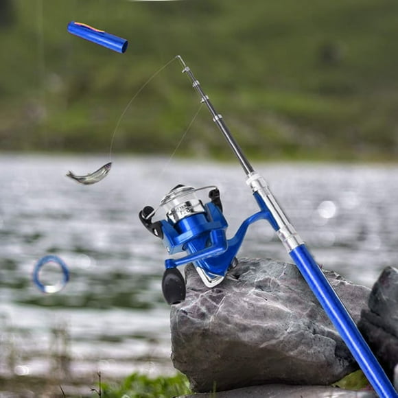 Portable Pen Fishing Rod and Reel Combo Compact Travel Pole with Rotating Spool for Outdoor Anglers