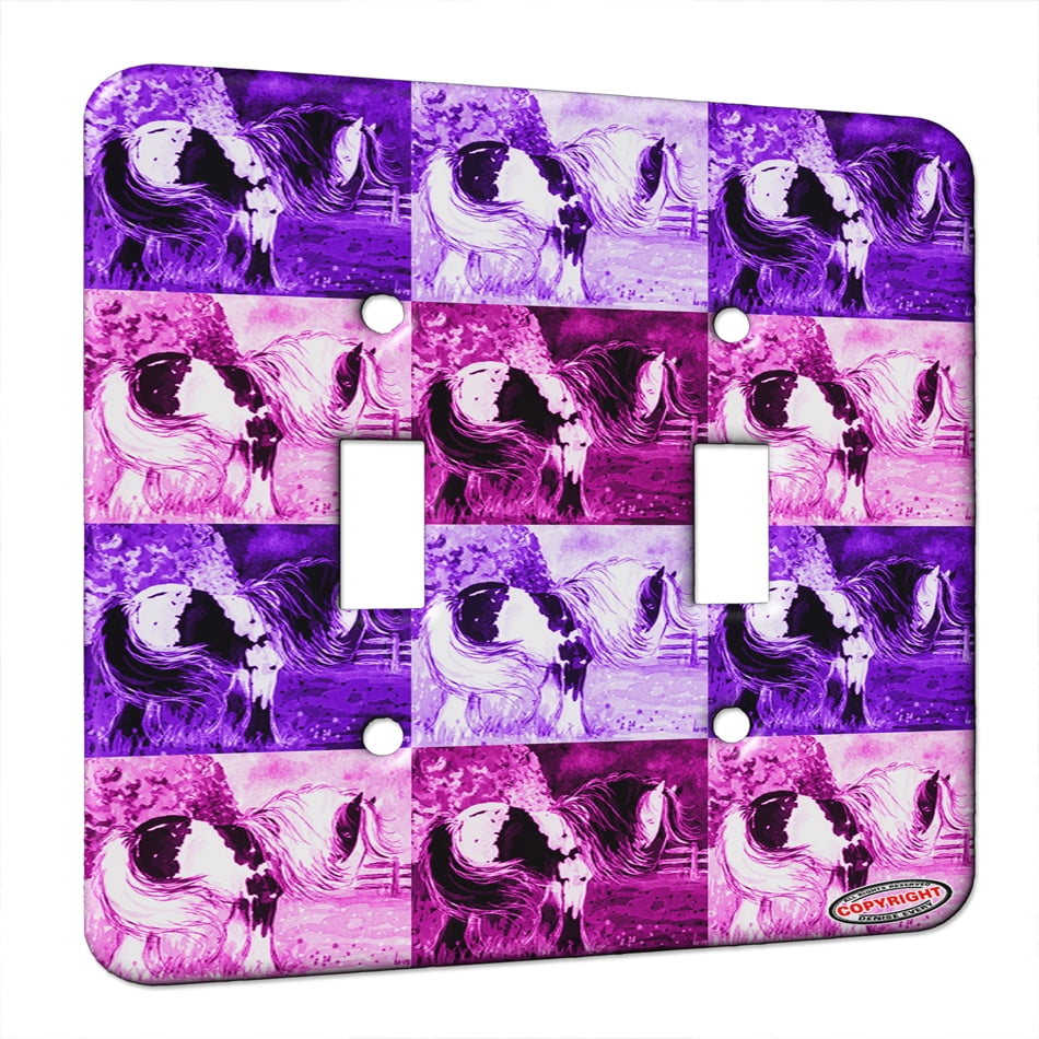 KuzmarK™ Double Gang Switch Wall Plate - Piebald Gypsy Cob ...